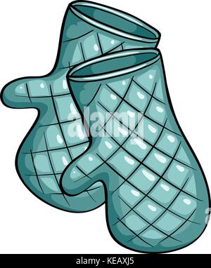 Close up pair of blue mitten Stock Vector