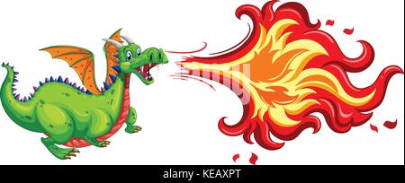 Illustration of a dragon blowing fire Stock Vector