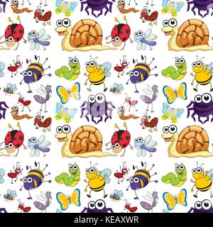 Seamless different kind of insect Stock Vector