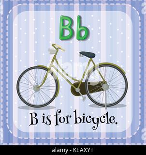 Flashcard alphabet B is for bicycle Stock Vector