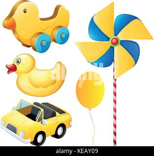 Yellow toys on white background Stock Vector