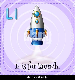 Falshcard letter L is for launch Stock Vector