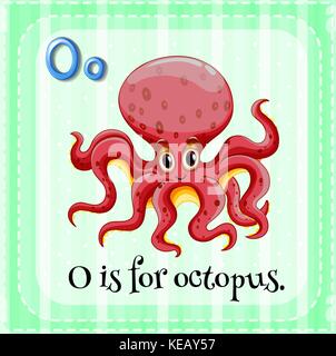 Flashcard letter O is for octopus Stock Vector