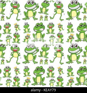 Seamless frog in many positions Stock Vector