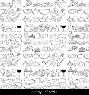 Seamless different kind of food and drinks Stock Vector