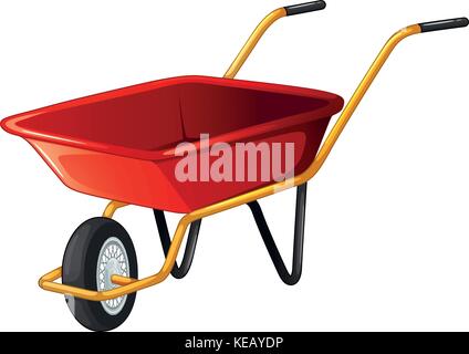 Close up empty red wheel barrow Stock Vector