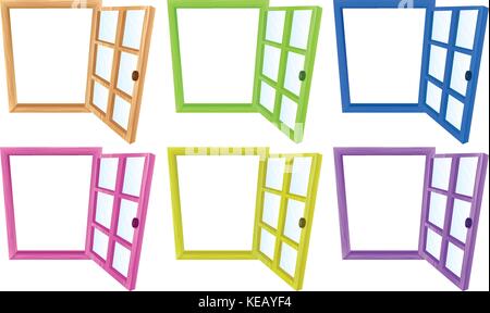 Six different designs of window frames Stock Vector