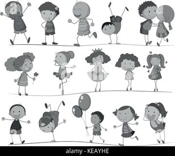 Boys and girls doing different kind of activities Stock Vector