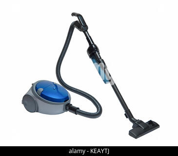 modern household vacuum cleaner blue on a white background Stock Photo