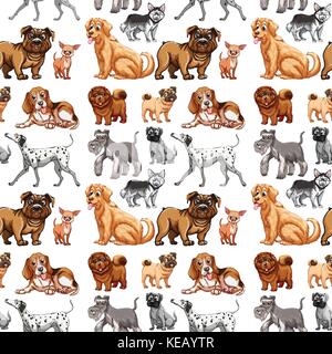 Seamless different kinds of dogs Stock Vector
