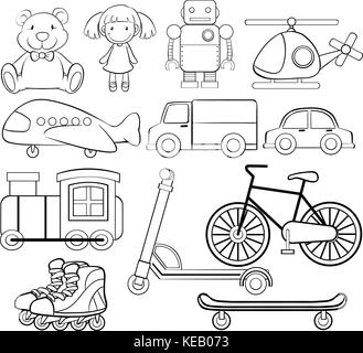 Set of classic toys in simple design Stock Vector