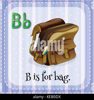 Flashcard letter B is for bag Stock Vector