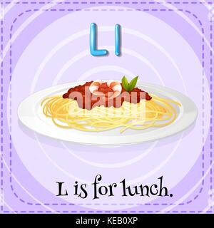 Flashcard letter L is for lunch Stock Vector