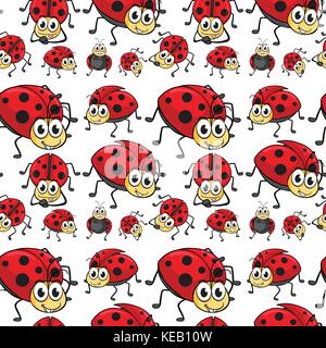 Seamless ladybugs in differnt positions Stock Vector
