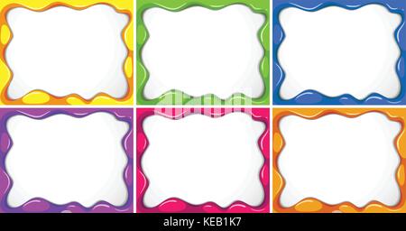 Six different borders in many colors Stock Vector