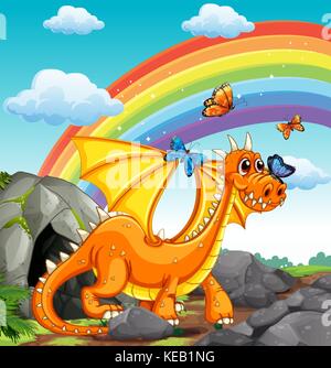 Dragon living in the cave illustration Stock Vector Image & Art - Alamy