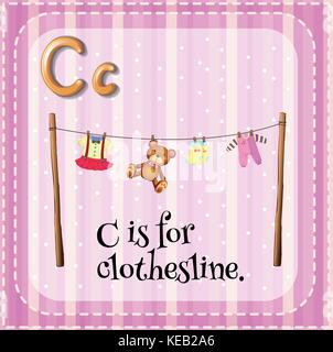 Flashcard letter C is for clothesline Stock Vector