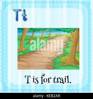 Flashcard letter T is for trail Stock Vector