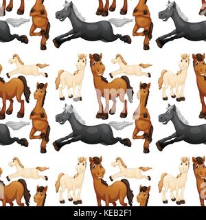 Seamless different kind of horses Stock Vector