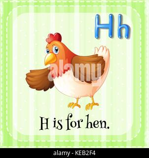 Flashcard letter H is for hen Stock Vector