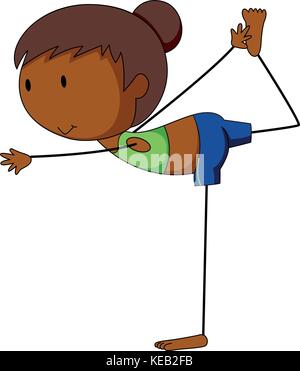 Close up girl doing yoga alone Stock Vector