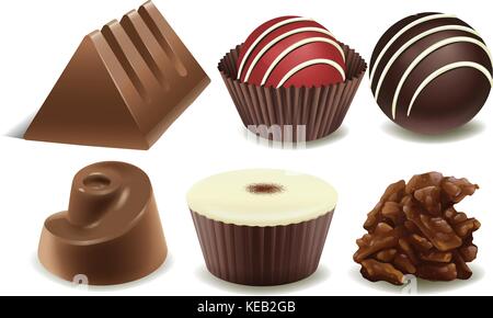 Six different design of chocolate Stock Vector