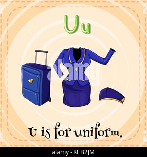 Flashcard letter U is for uniform Stock Vector