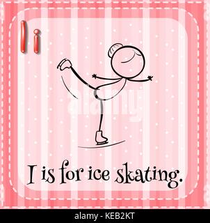 Flashcard letter I is for ice skating Stock Vector