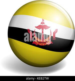 Brunei flag on round button Stock Vector