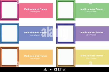 Six different color photo frames Stock Vector