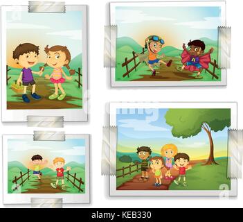 Four happy children in a park illustration Stock Vector Image & Art - Alamy