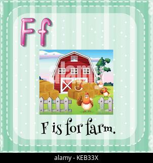 Flashcard letter F is for farm Stock Vector