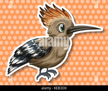 Rare bird on orange polka dot background Stock Vector