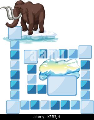 boardgame with a mammoth and iceberg Stock Vector