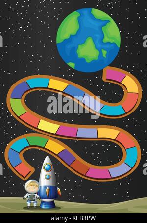 Game template with space and astronaunt Stock Vector