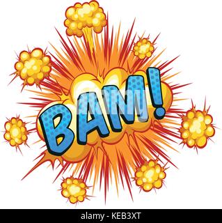 Word Bam with cloud explosion in the back Stock Vector