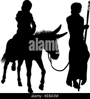 Mary and Joseph Nativity Silhouettes Stock Vector