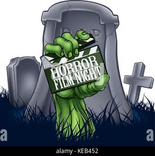 Horror Film Zombie or Monster Clapper Board Sign Stock Vector