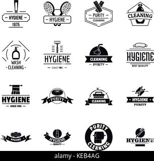 Hygiene logo icons set, simple style Stock Vector