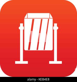 Metal dust bin icon digital red Stock Vector