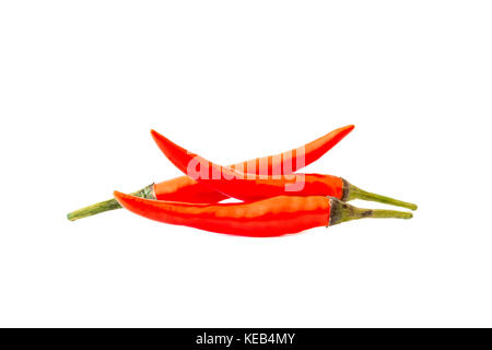 Group of three chili peppers isolated on white background as package design element Stock Photo