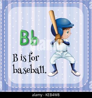 Flashcard letter B is for baseball Stock Vector
