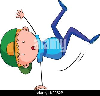 Close up boy doing handstand Stock Vector