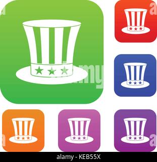 Uncle sam hat set color collection Stock Vector