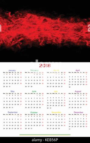12 months Calendar Design 2018 printable and editable. Stock Vector