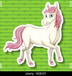 Close up white horse with pink tail Stock Vector