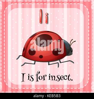 Flashcard letter I is for insect Stock Vector