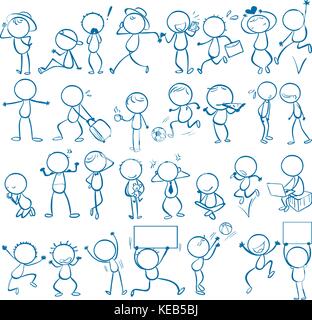 Doodles of people doing different things Stock Vector