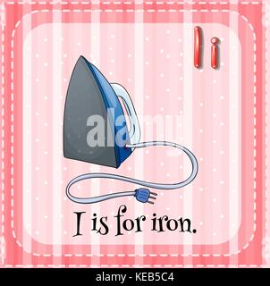 Flashcard letter I is for iron Stock Vector