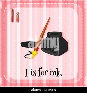 Flashcard letter I is for ink Stock Vector